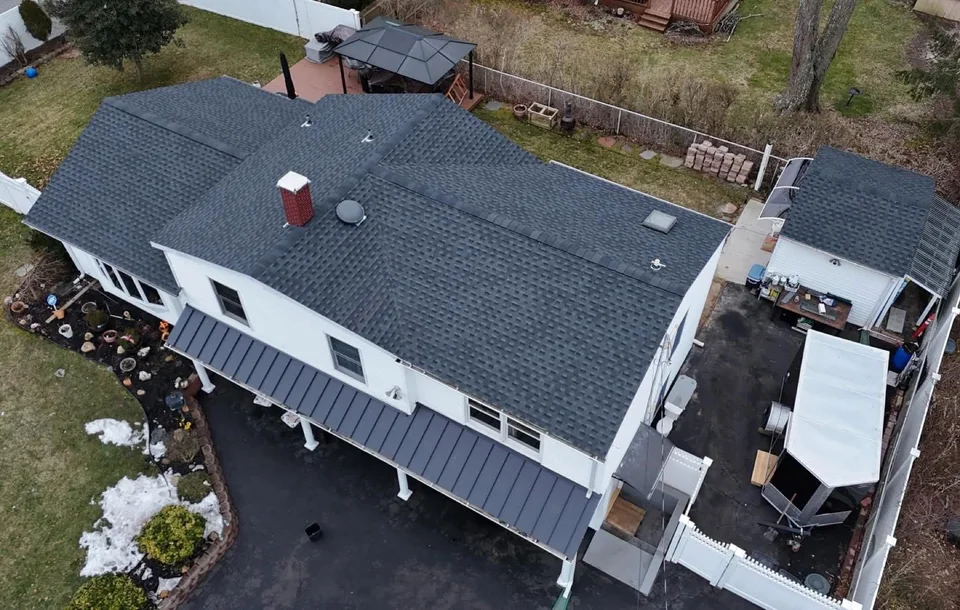 Safeway Roofing NY aerial shingle roof replacement