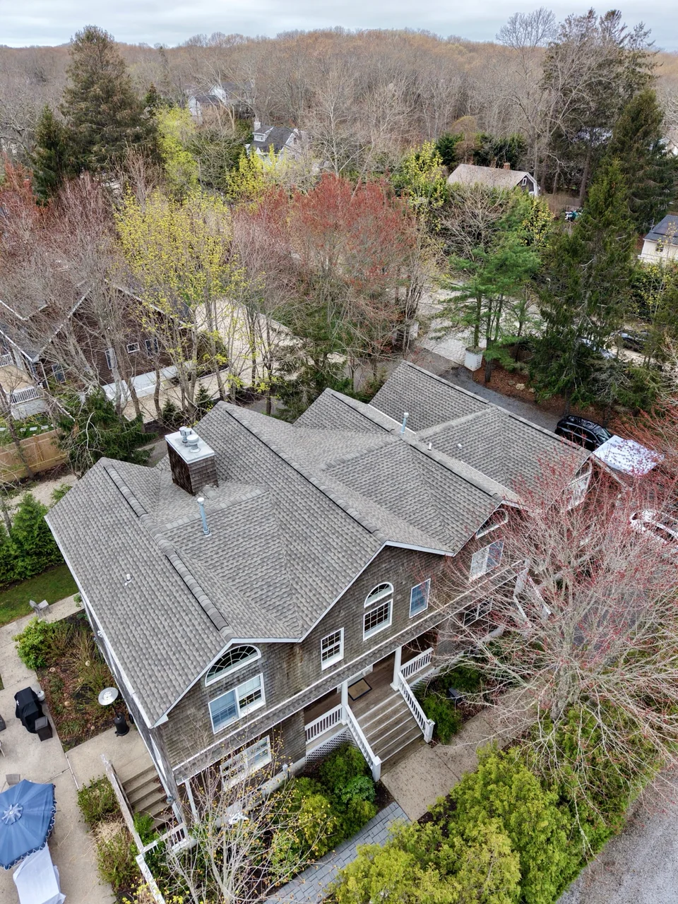 Safeway Roofing NY aerial cedar home roof project